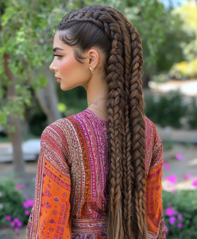 Free-spirited jumbo boho braids with loose strands for a casual-chic vibe