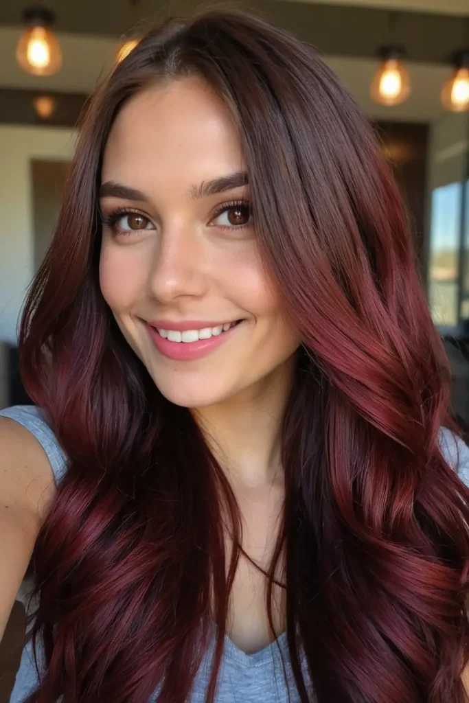 Glossy Brunette with Auburn Undertones