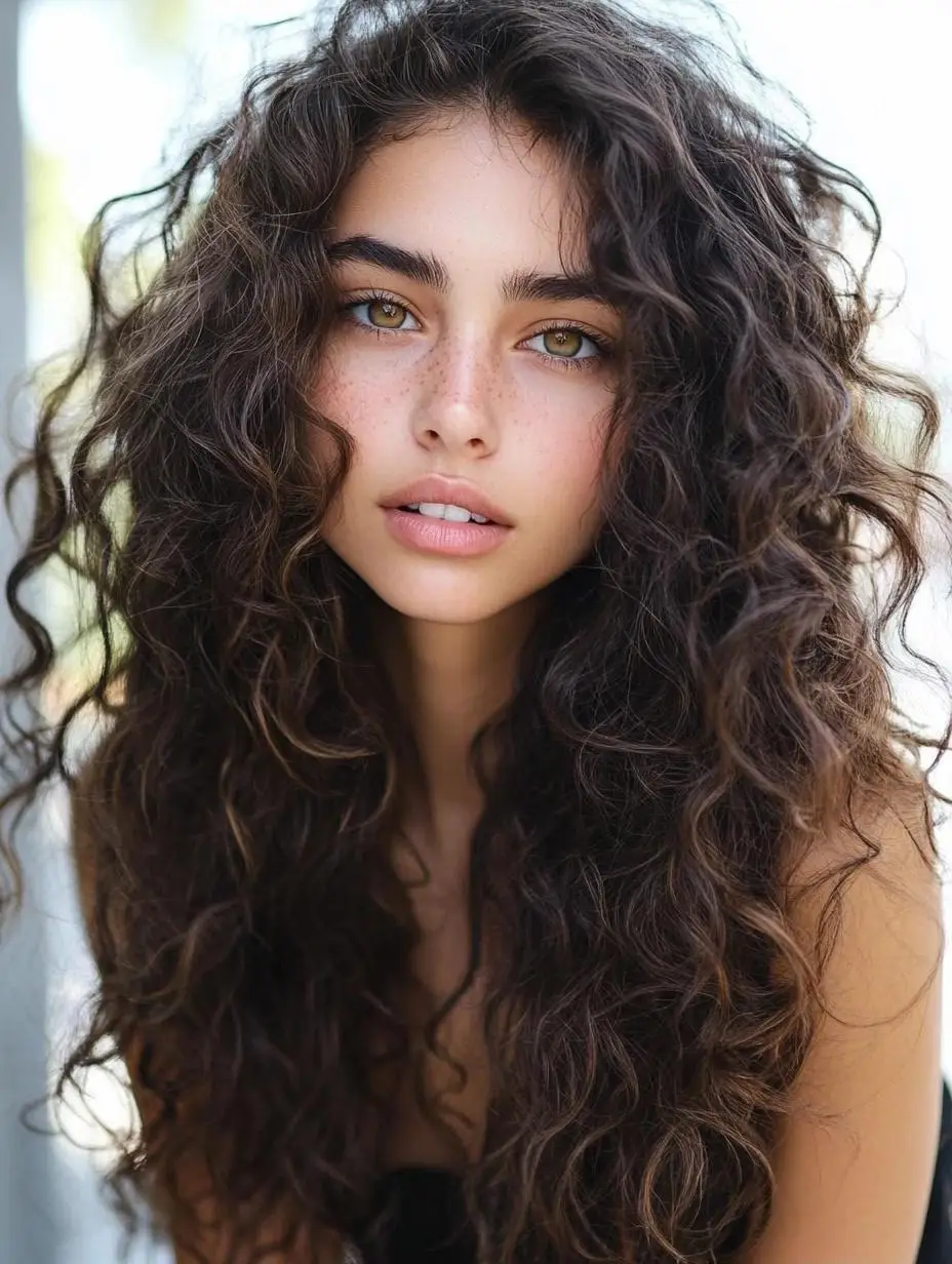 Voluminous Curls with Warm Highlights