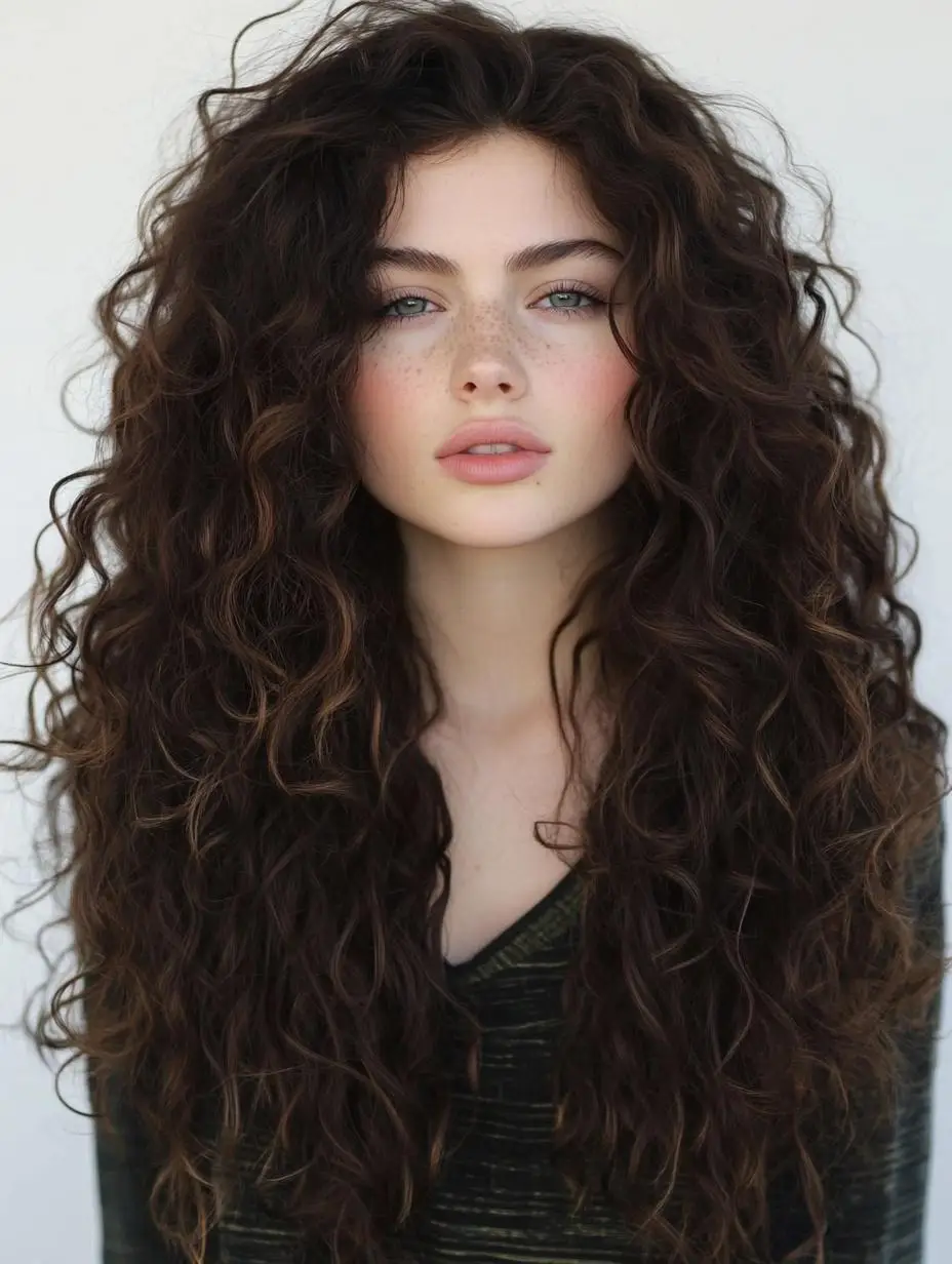 Bouncy Curls with Honey-Caramel Highlights