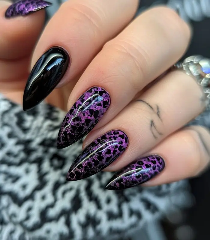 Vampy Burgundy Nails with Gold Edge