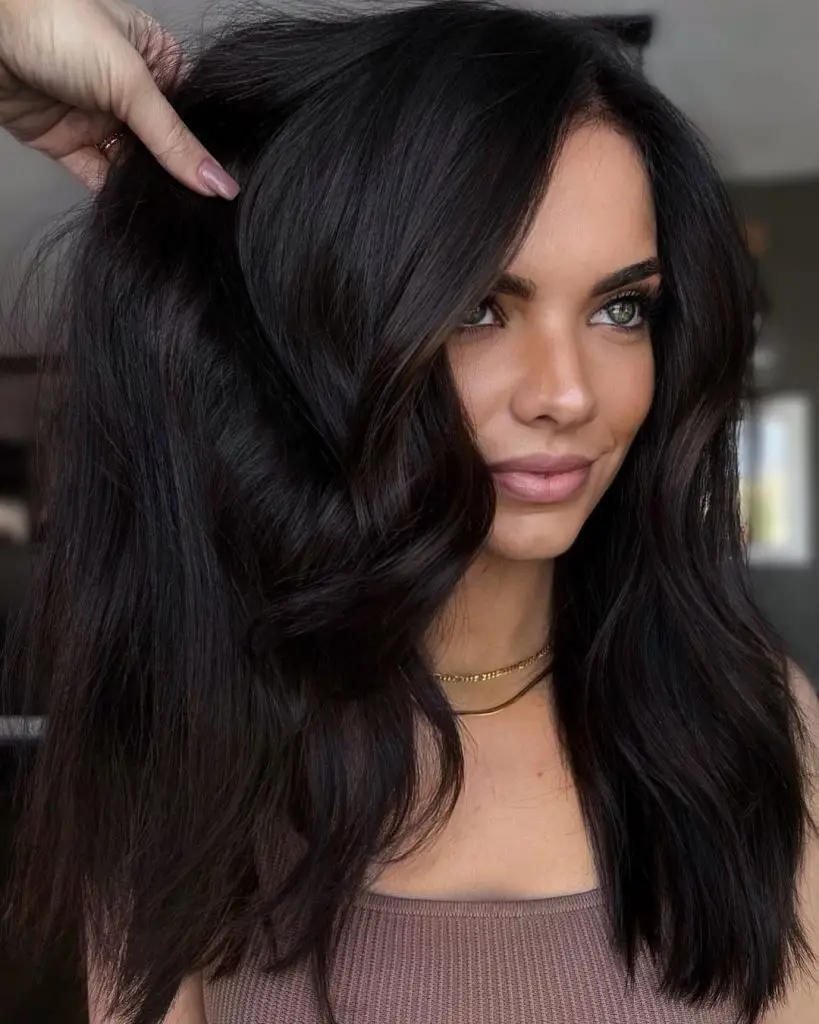 Espresso Hair with Peach Rosé Balayage