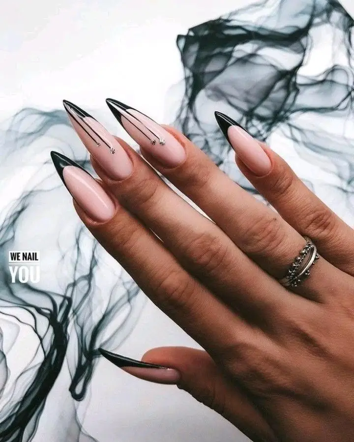 Short Neutral Acrylic Nails with Rose Quartz Design