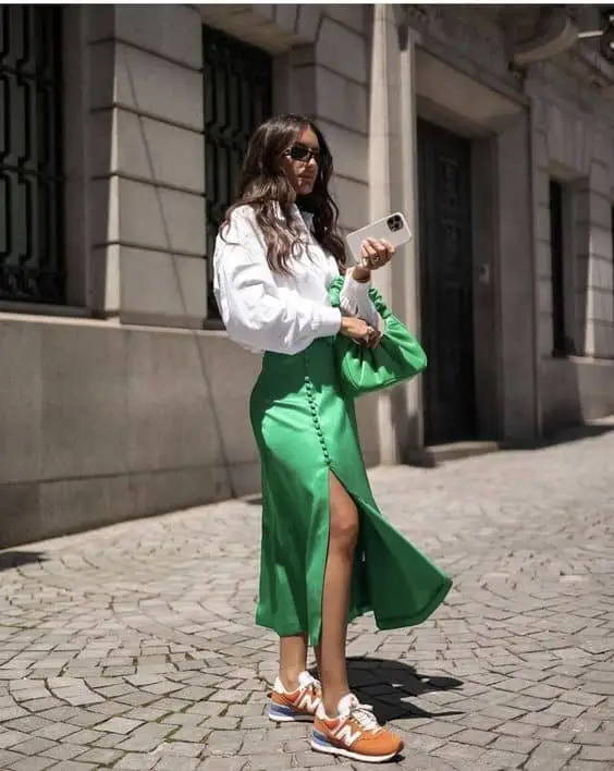 Casual Saint Patrick's Day look with oversized mint green hoodie and sneakers