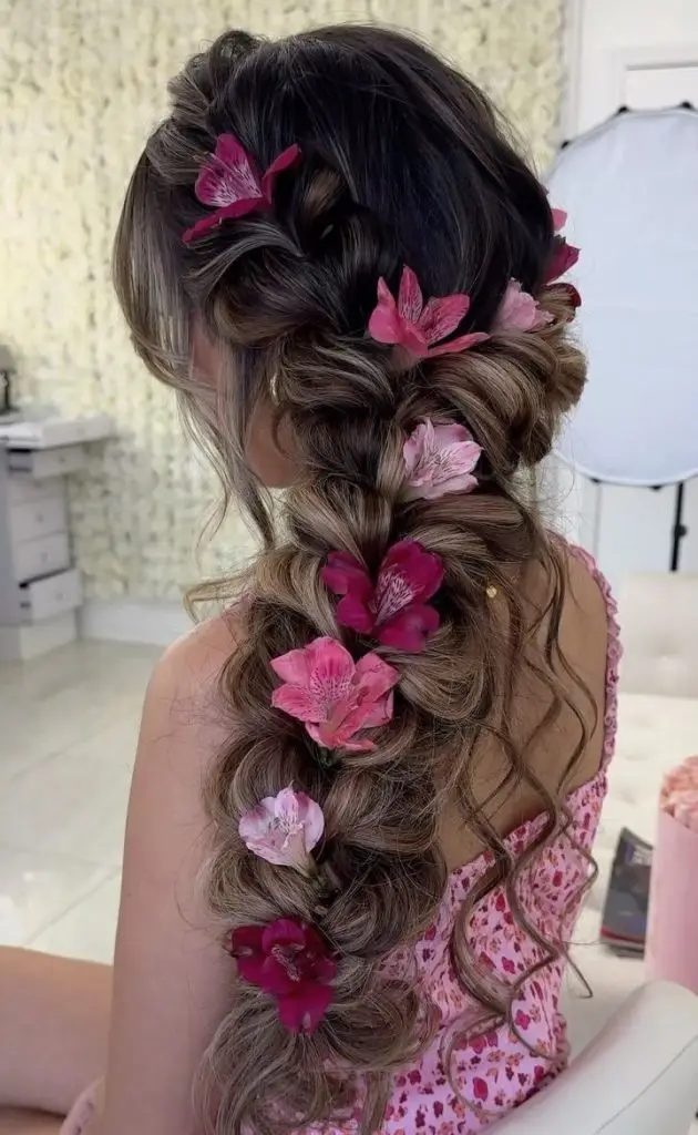 Wavy Lob with Auburn Undertones