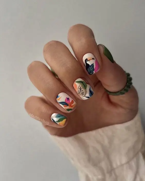 Glittering red ombre nails with sparkling gradient effect