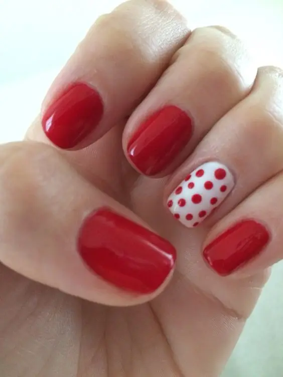 Crimson Valentine Nails with Pearl Detailing