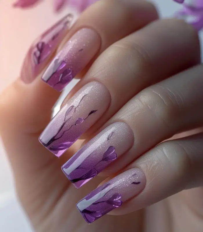 Elegant Gradient Rose Nails