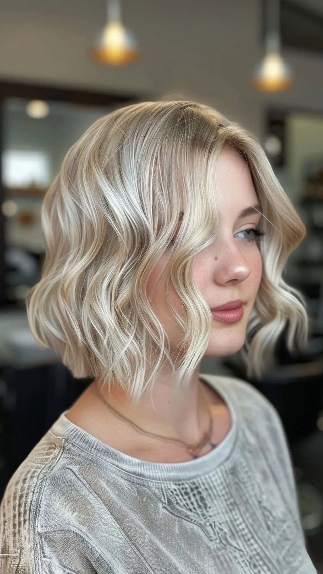 Platinum Balayage Neck-Length Bob