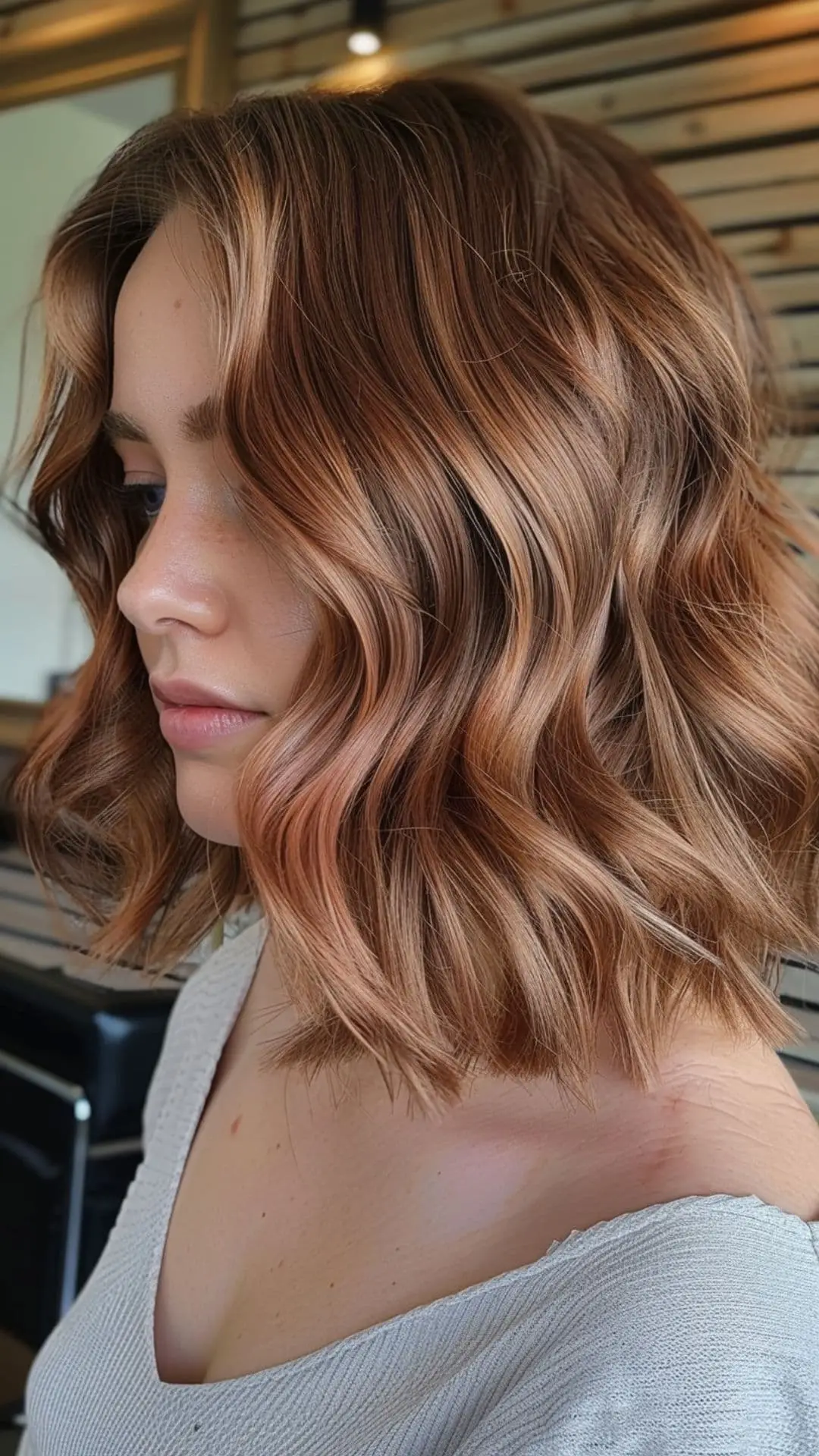 Rose Gold Balayage Lob