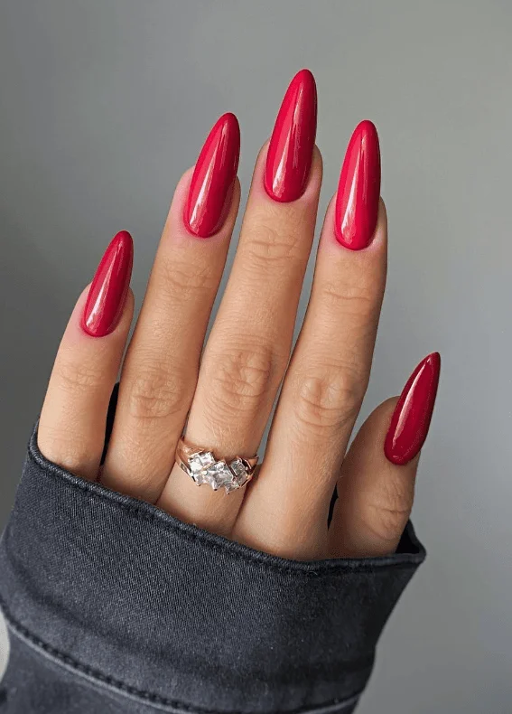 Soft pink nails with silver glitter accents for Valentine's Day