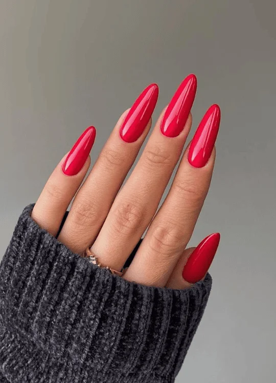 Matte mauve nails with gold leaf accents for Valentine's Day