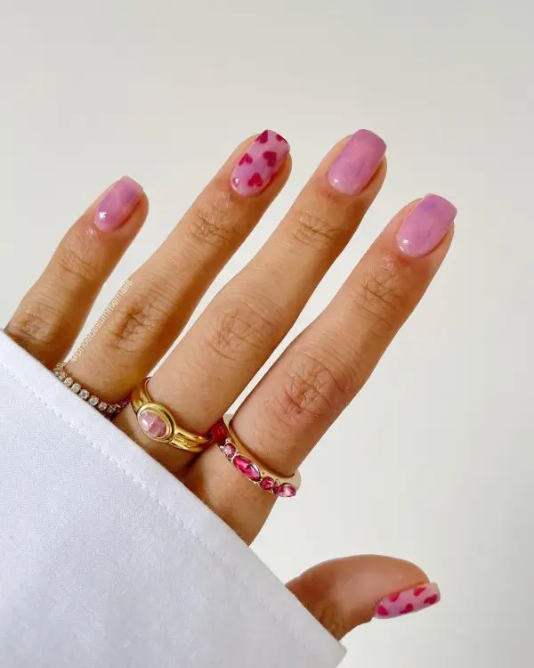 Playful Red-and-White Accent Nails