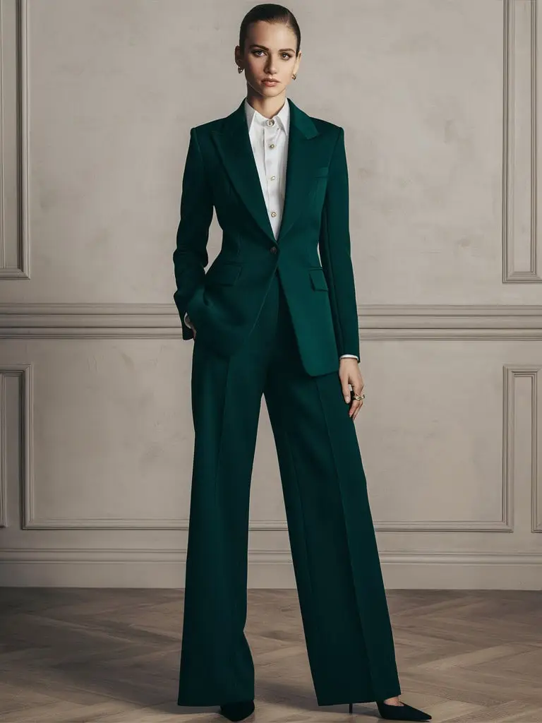 Elegant office-appropriate outfit with trousers and blazer