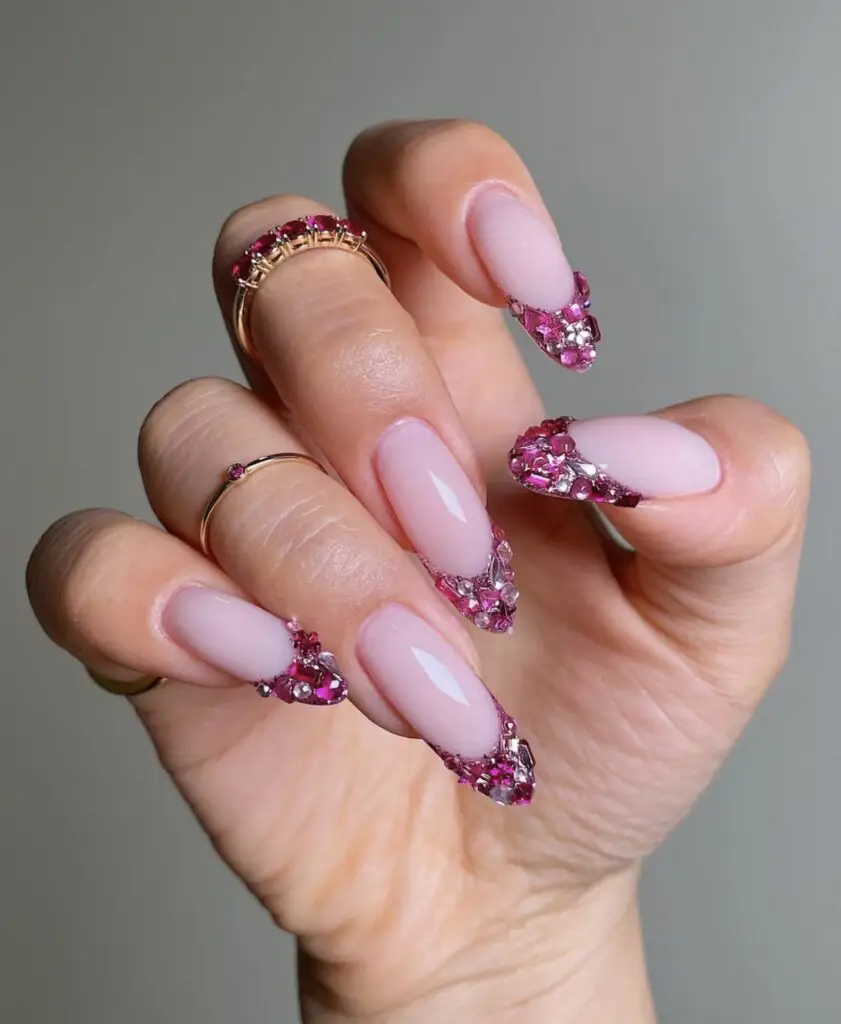 Barbie Pink Nails with Rhinestones
