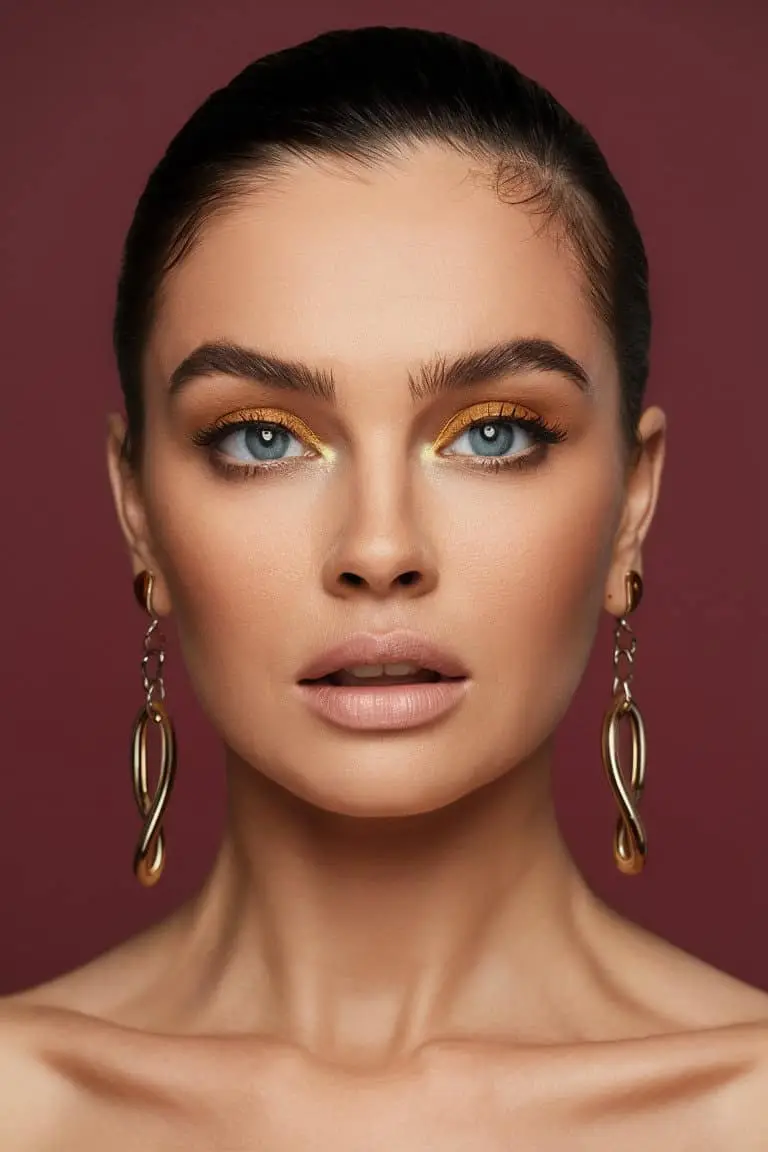 Blue eyes with perfectly groomed brows and natural makeup