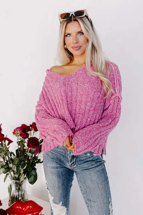 Casual Valentine's Neutral Layers with a Pop of Red