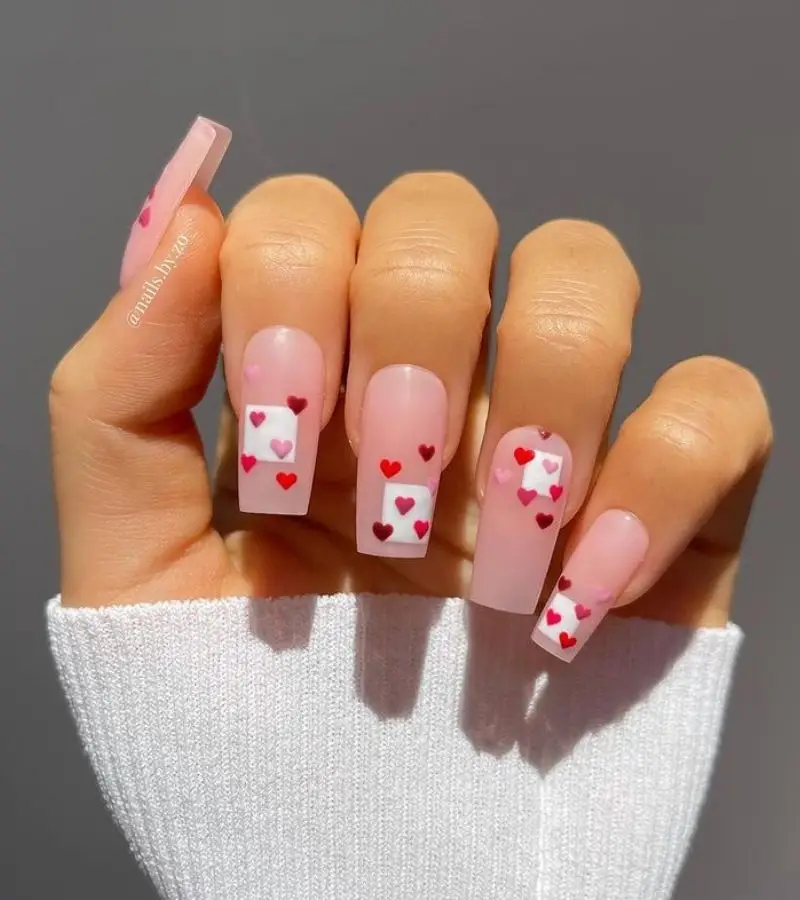 Playful Heart-Peek Nails
