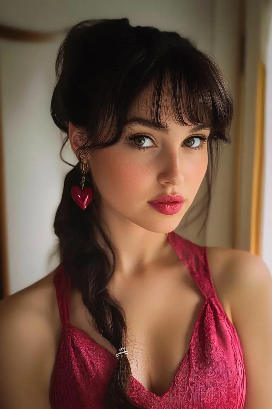 Sleek Straight Hairstyle for Valentine's Day