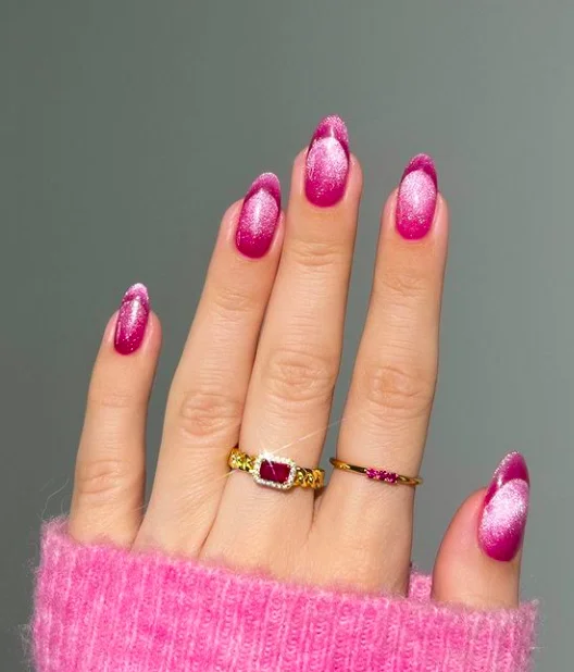 French Valentine’s Nails with Red Flair