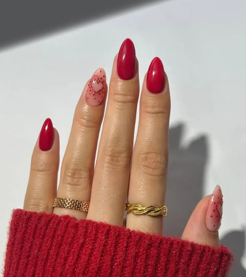 Soft Baby Blue Nails with Pink Heart Art
