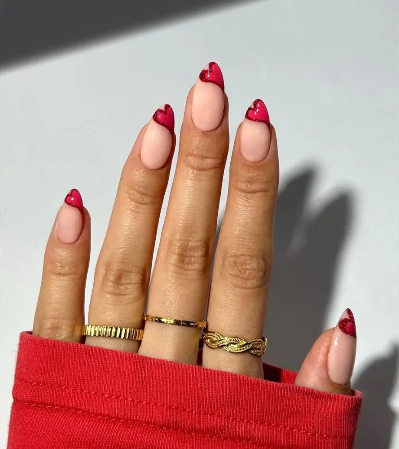Romantic Pink Heart Nails
