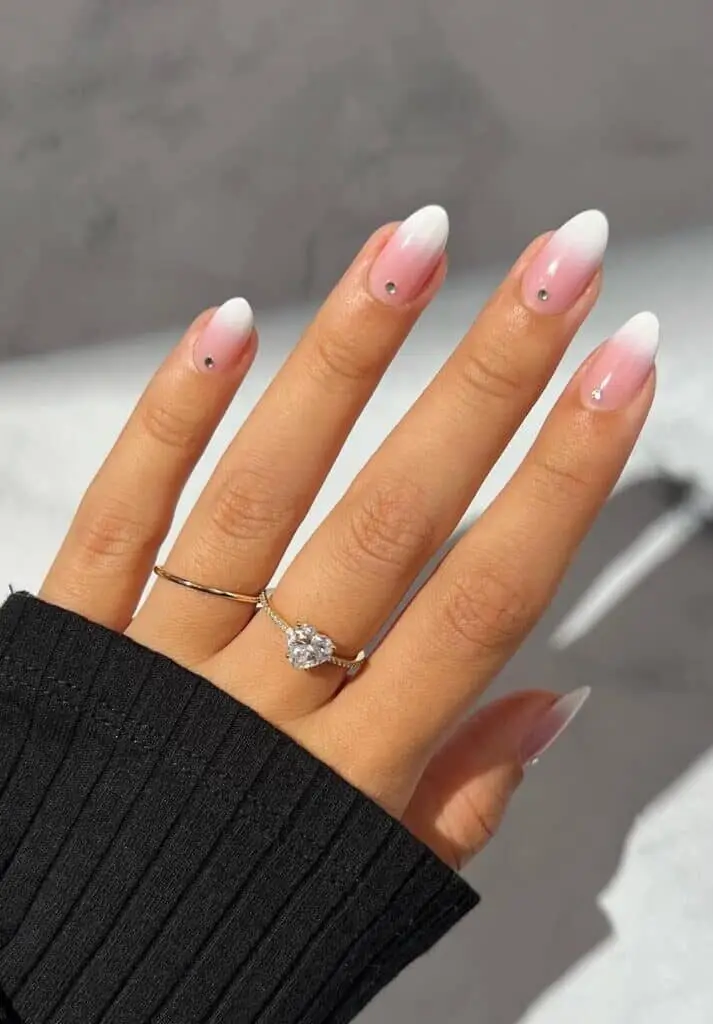 Valentine's Nails with Crystal Glitter Ombré