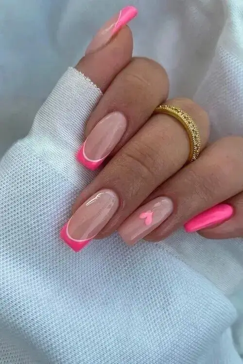 Soft Peach Nails with Gold Glitter Ombré