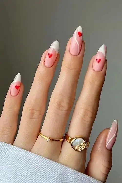 Deep Burgundy Nails with Gold Stripe Accents