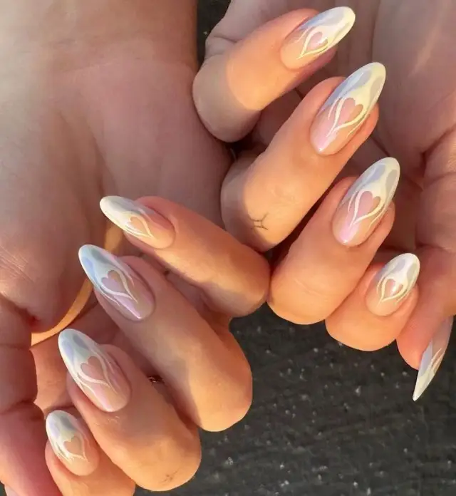 Rose Quartz Nails with Gold Veining