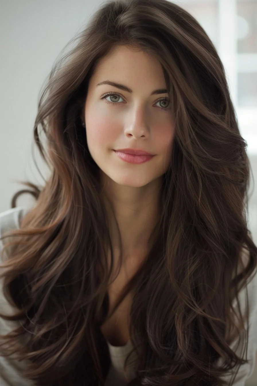Smooth Layered Brunette Hair with Gloss