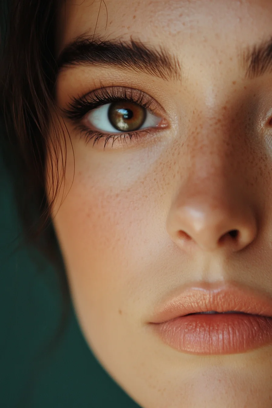 Brown eyes enhanced with matte neutral tones for a natural, defined finish