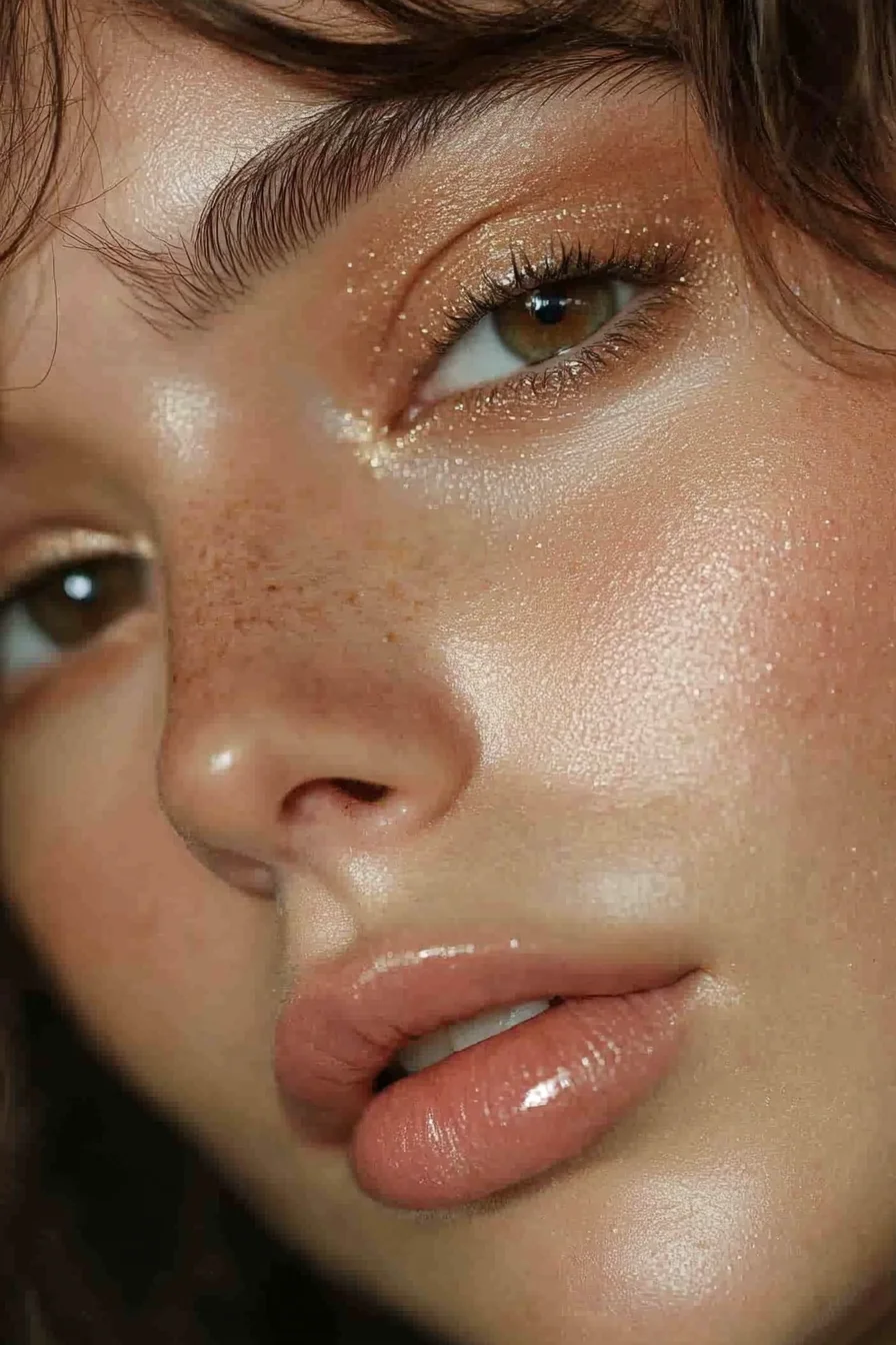 Brown eyes enhanced with matte nude eyeshadows