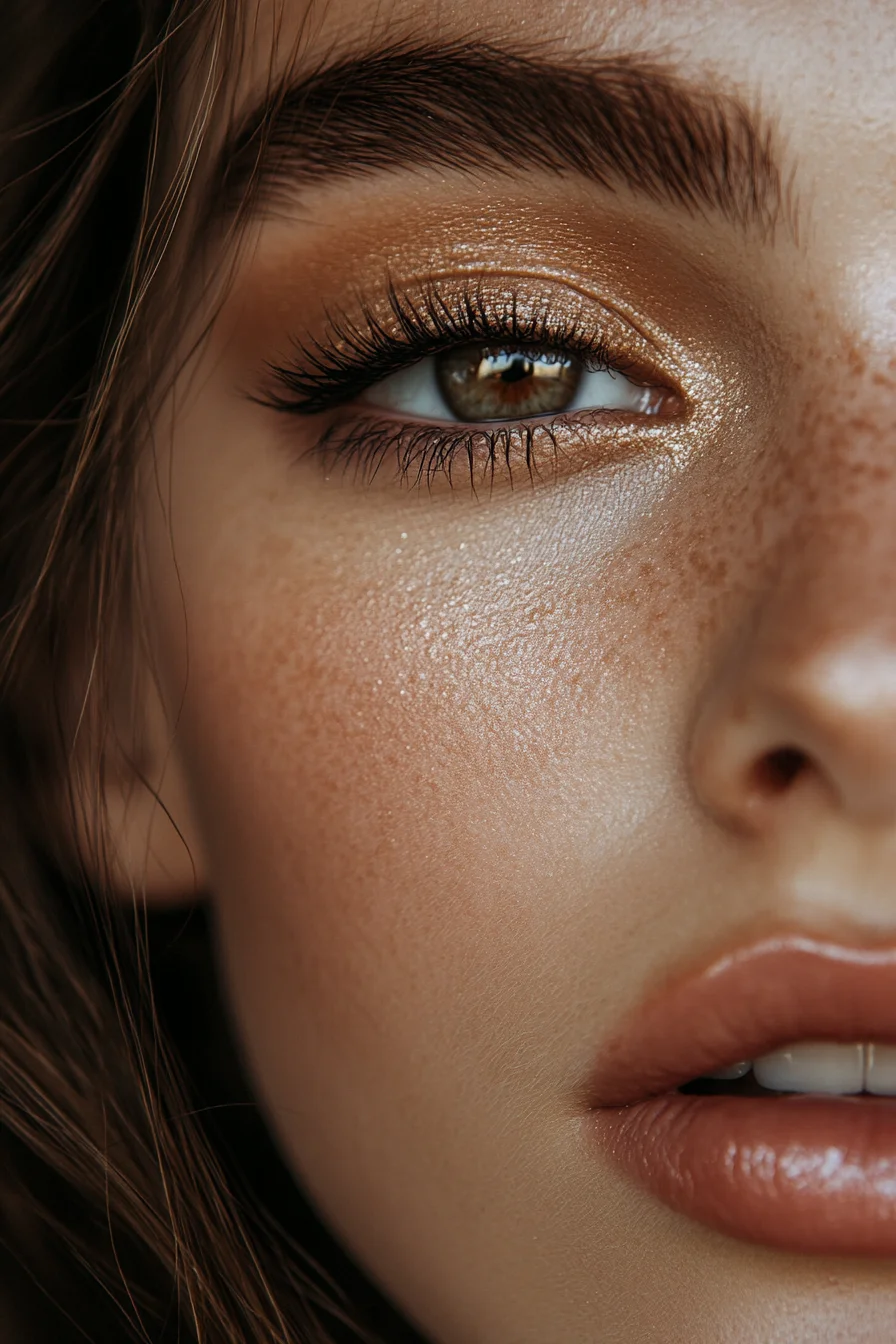 Woman with brown eyes softly accentuated by natural makeup