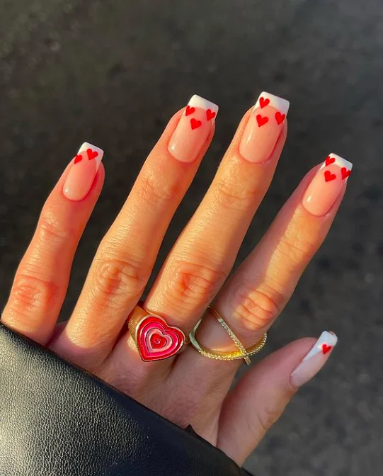 Clean Minimalist Valentine's Nails with Abstract Accents
