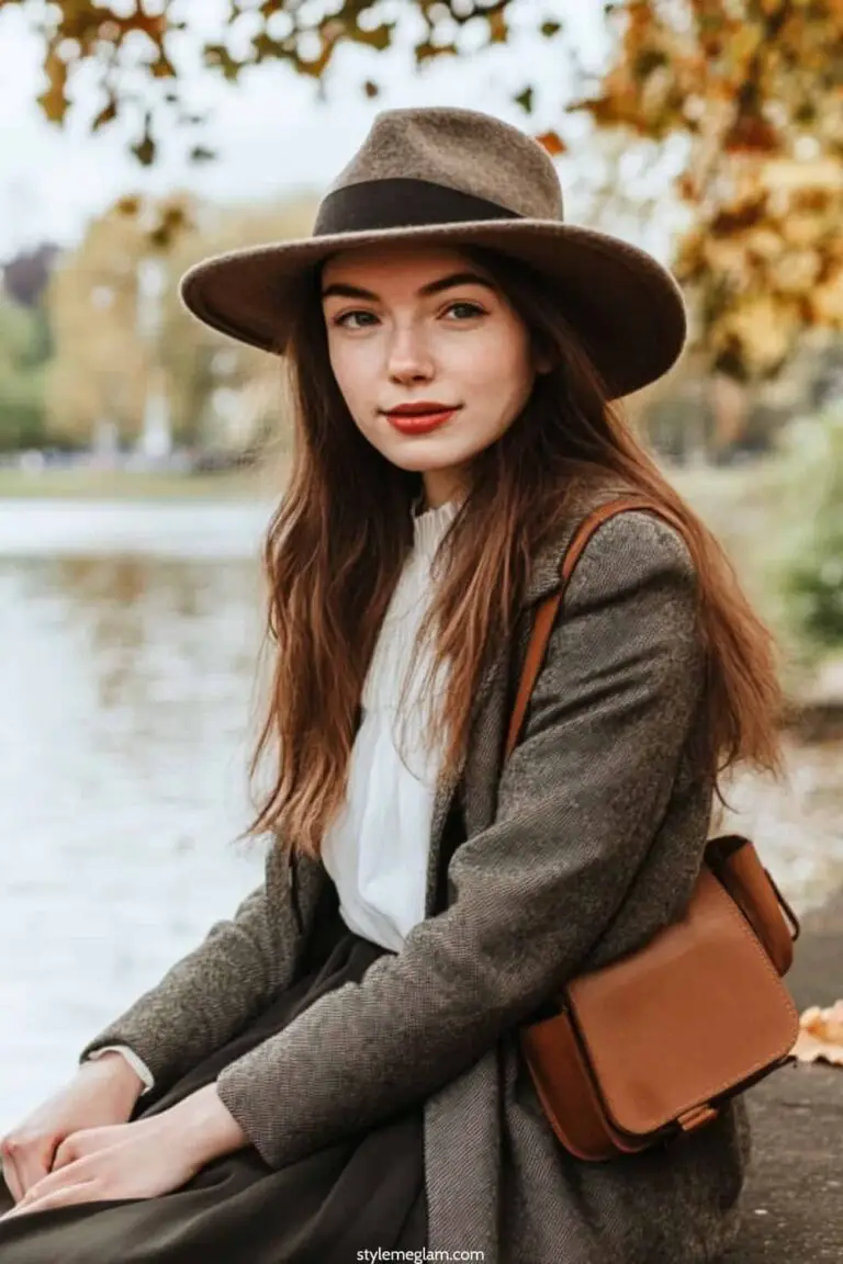 Luxurious fall outfit with tailored coat and silk scarf