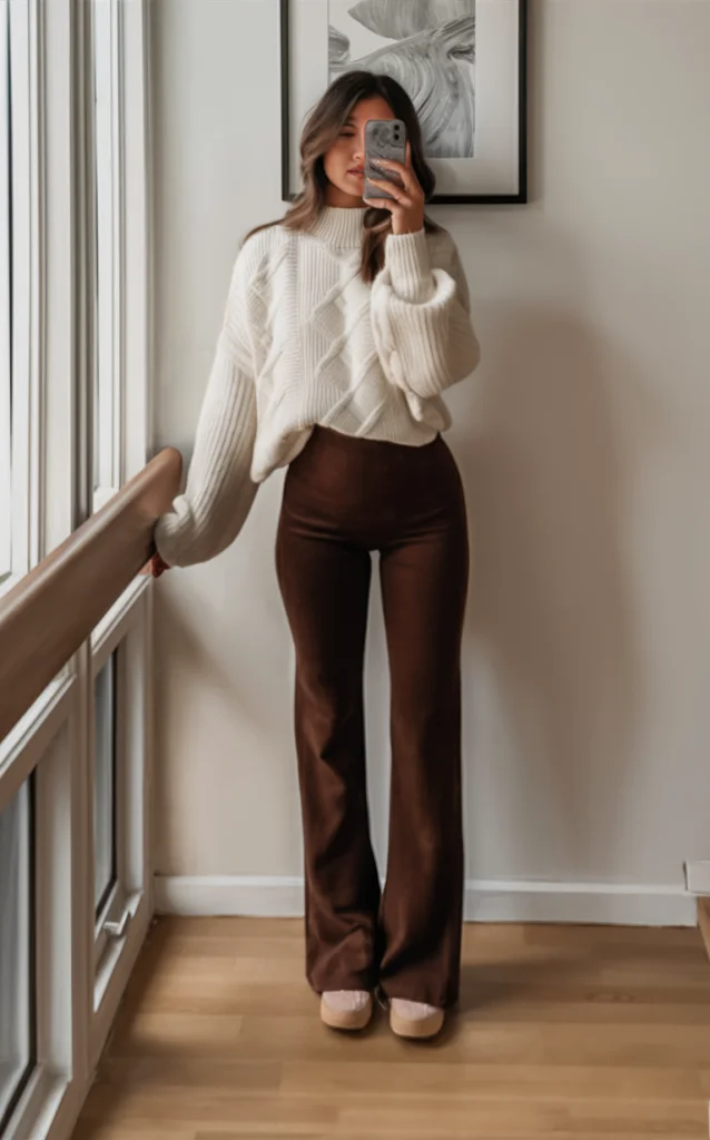 Feminine autumn look featuring a pleated skirt and blazer