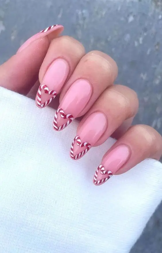 Pastel Pink Nails with Glitter Ombré Tips