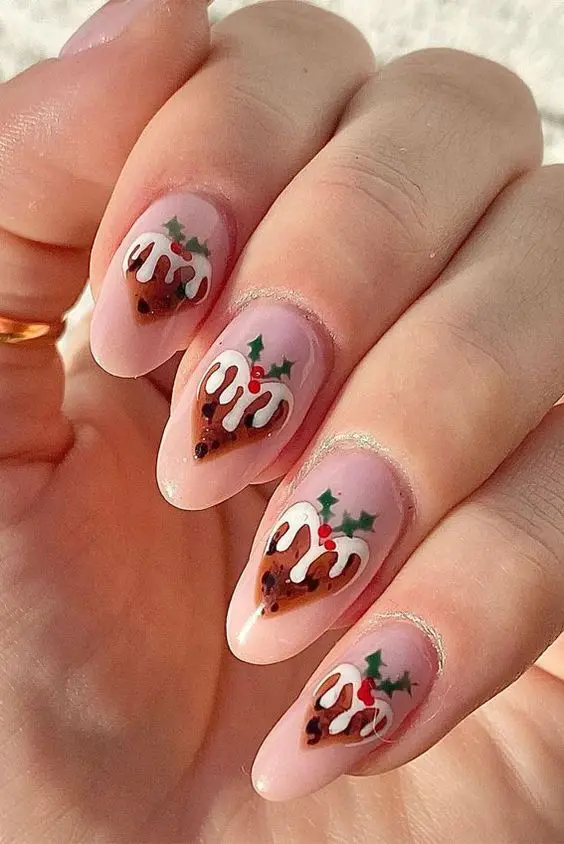 Delicate Pink Nails with Gold Foil Accents