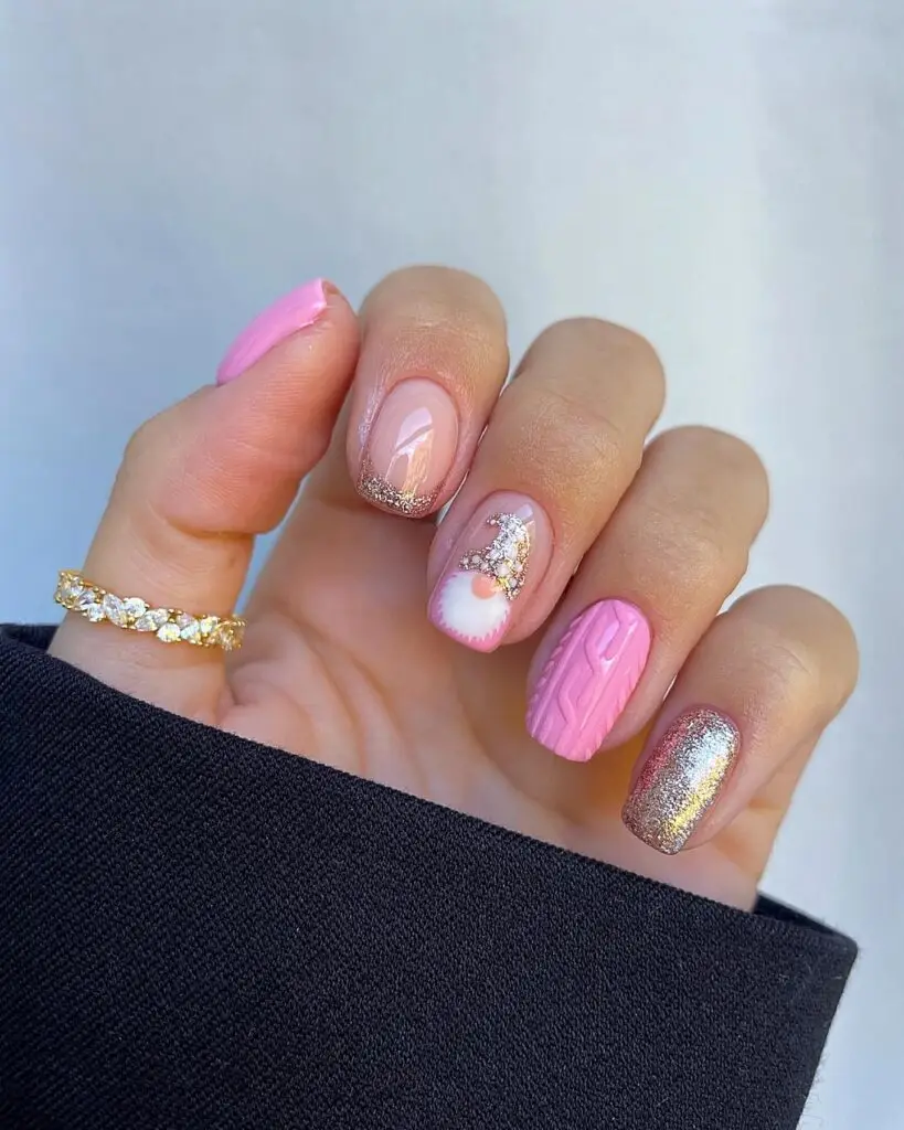Pink Gonk Valentine's Nails