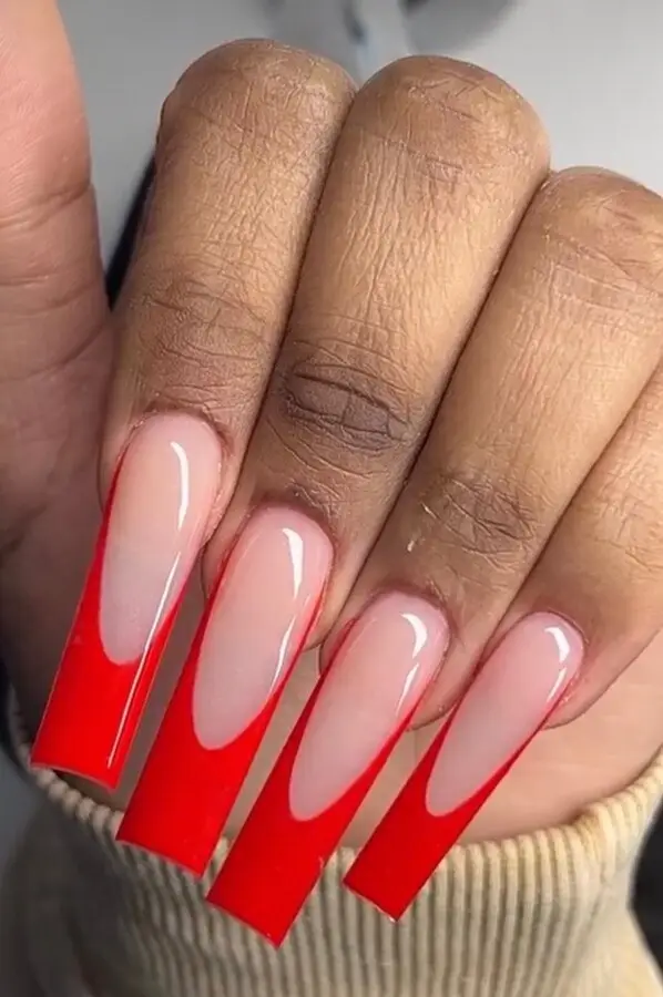 Red French Tips in Valentine Press-On Nails