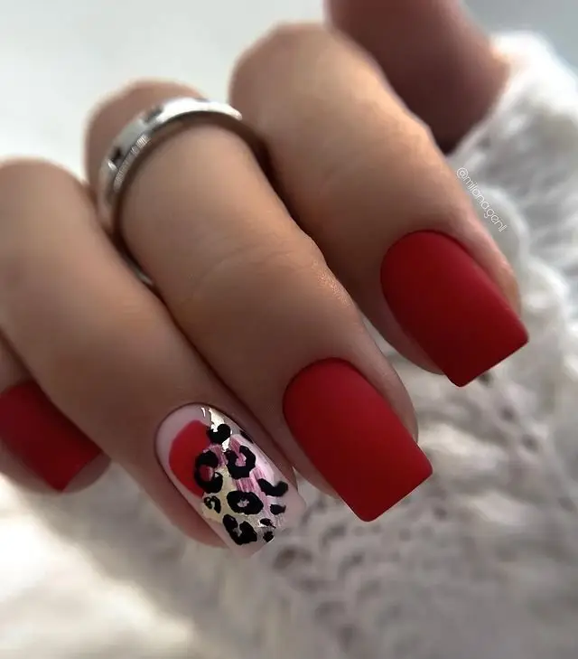 Bold Red Matte Valentine’s Nails