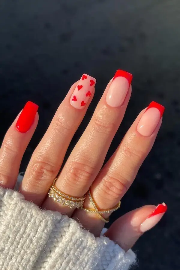 Pink Velvet Valentine’s Gel Nails with Chrome Accents