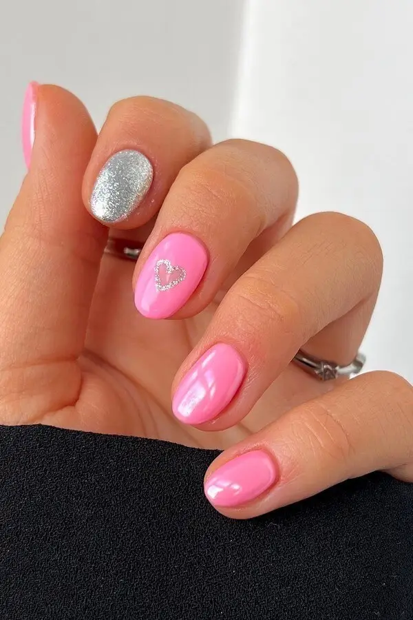 Vibrant Valentine’s Gel Nails with Love Typography