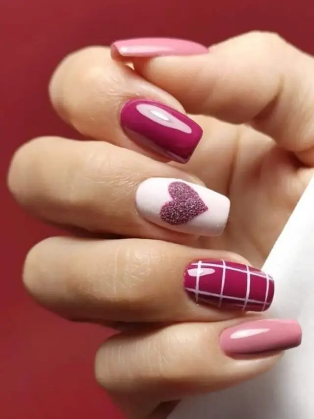 Classic Red Nails with White Swirls
