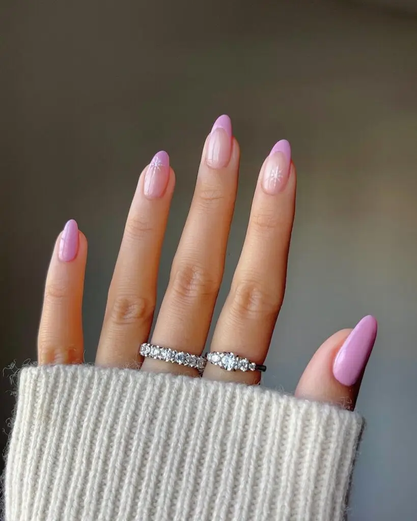 Snowy Pink French Tips with Valentine Accents