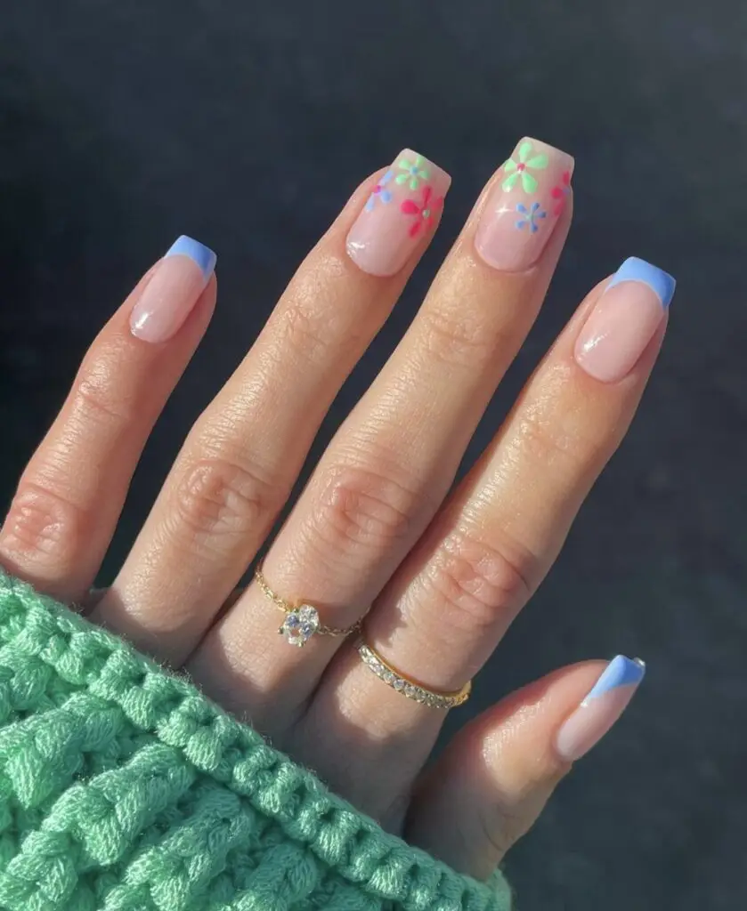 Delicate Floral Accented Spring Nails