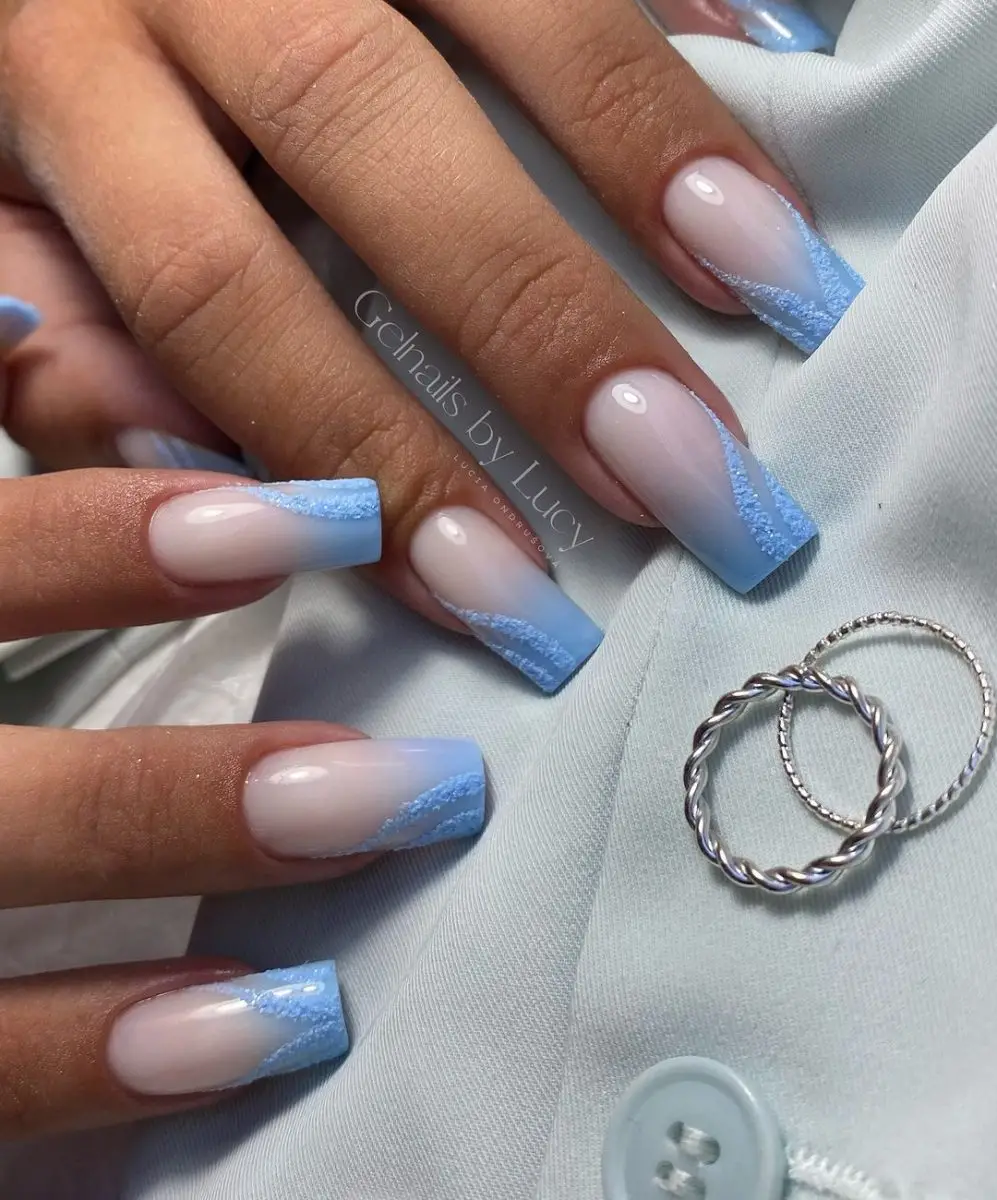 Abstract Blue Marble Nails