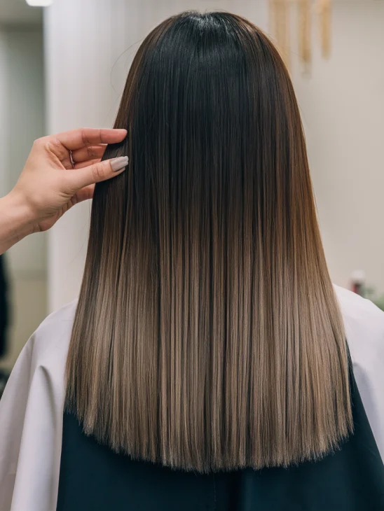 Sleek Mahogany Layered Hair