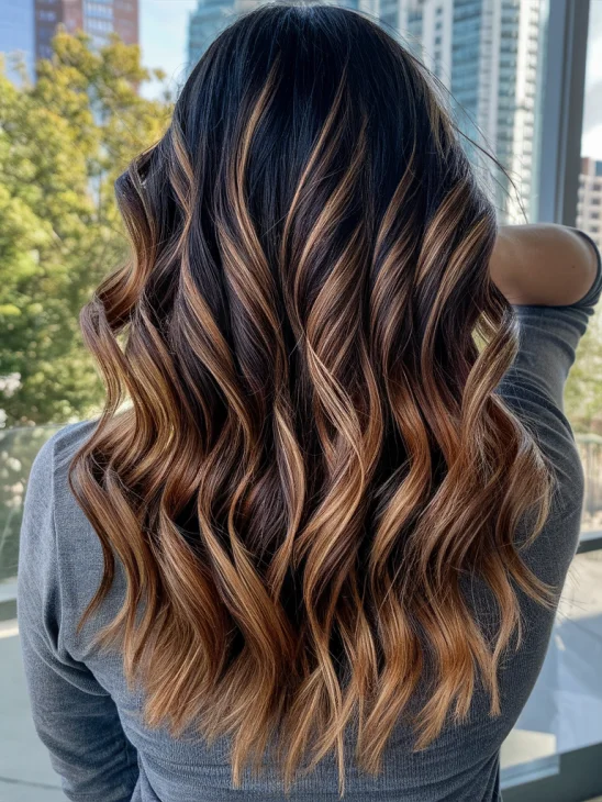 Caramel-Touched Wavy Hair